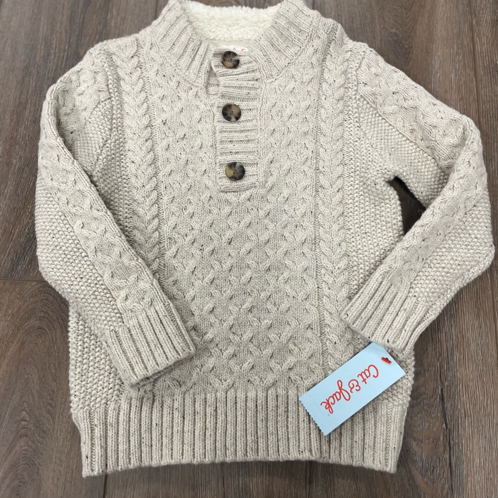 Cat & Jack Cream Cable Knit Sweater